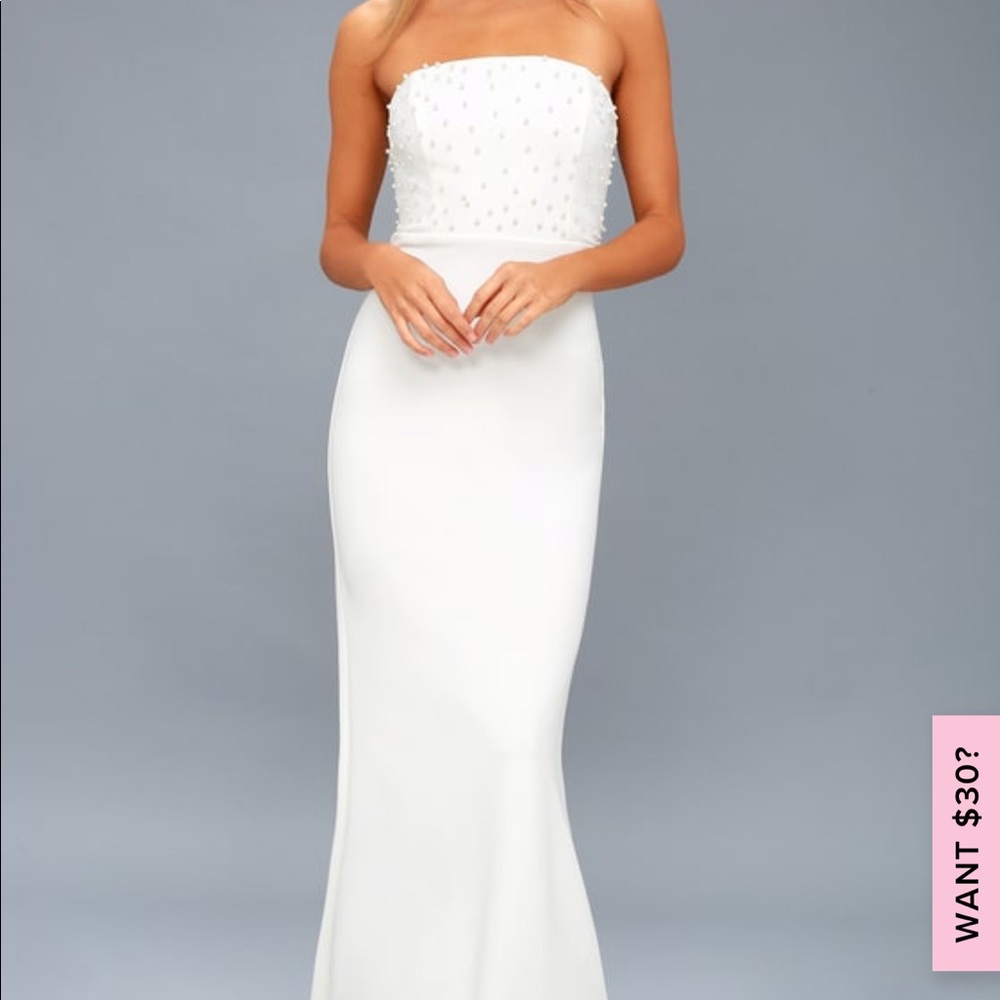 Blair White Pearl Strapless Maxi Dress Lulus